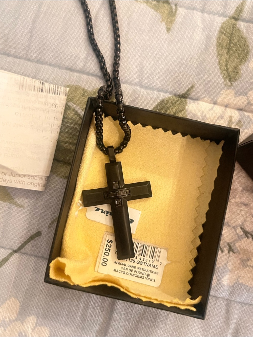 Esquire Black Cross Pendant Necklace - Unbranded 20 inches New.